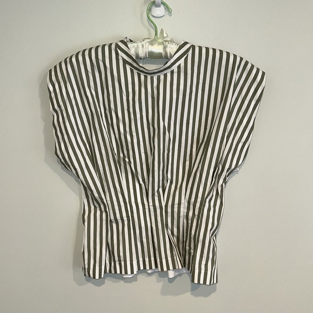 NWT Zara Green and White 100% Cotton top Med - Picture 3 of 8